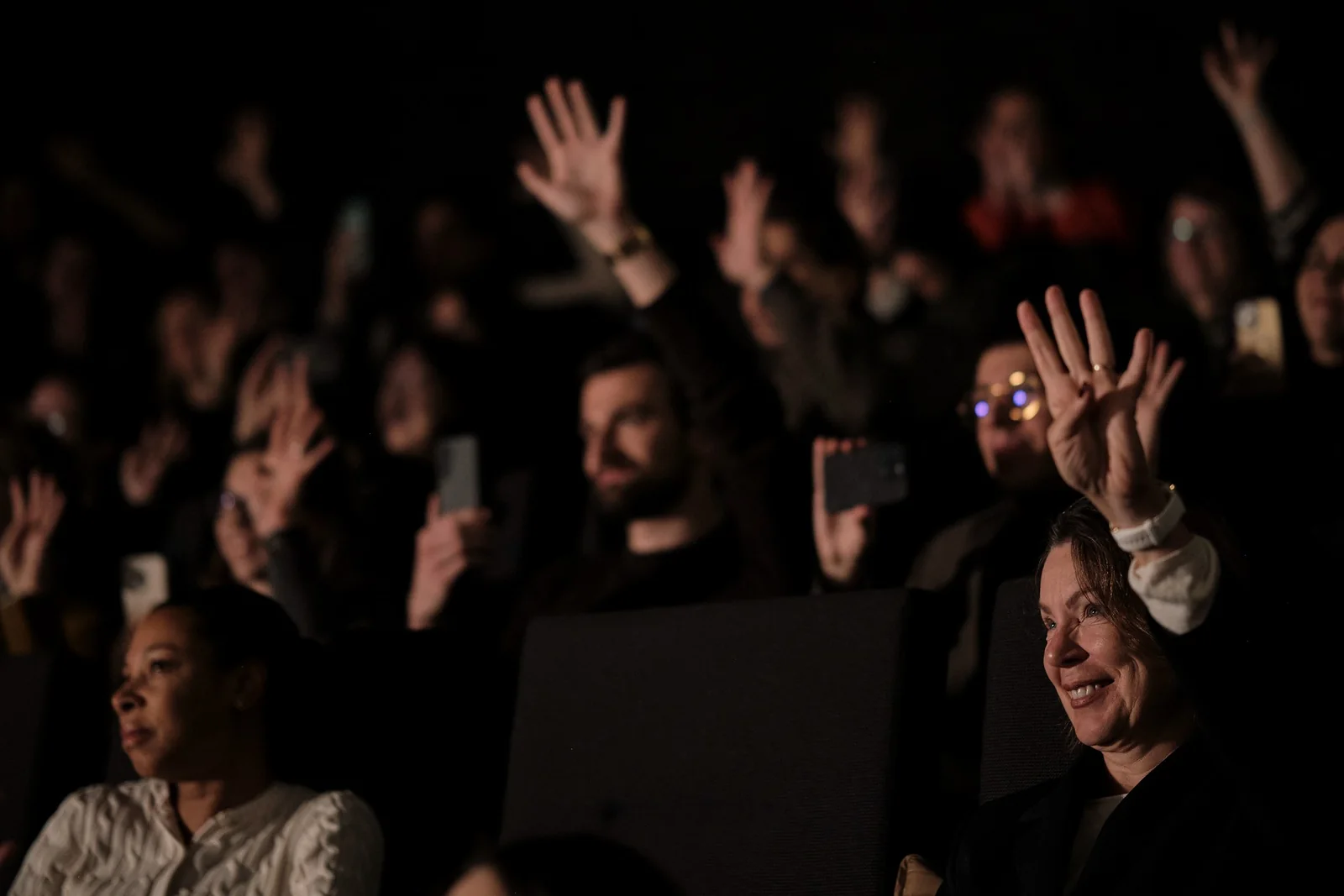Hands up in the audience during a session