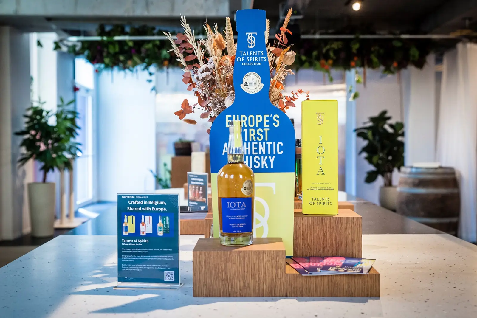A Talents of Spirits display of IOTA whisky